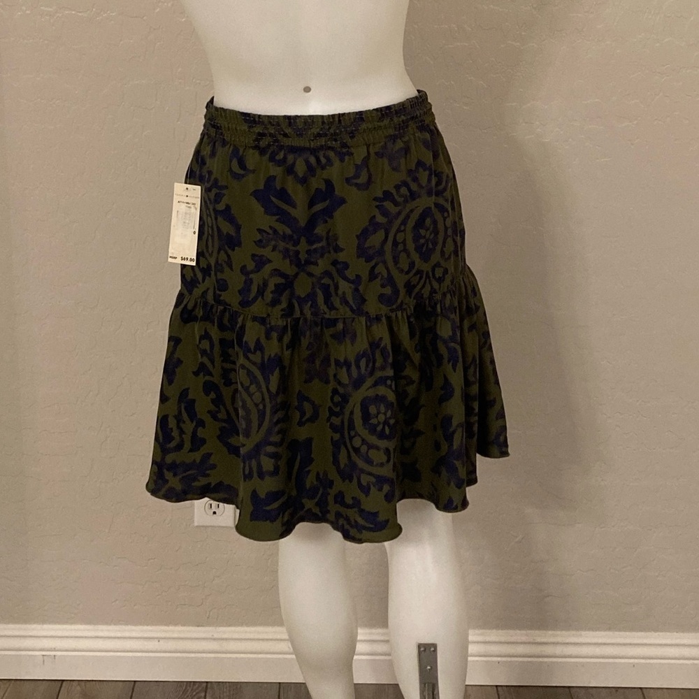 Tommy Hilfiger Olive Green and Blue 100% Silk Skirt Size 10 - Picture 7 of 10